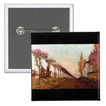 The Avenue by Alfred Sisley Pinback Button