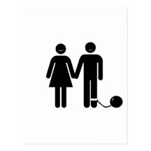 The "Ball and Chained" groom Post Card