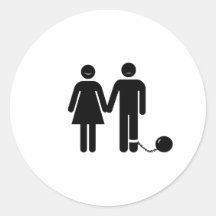 The "Ball and Chained" groom Round Stickers
