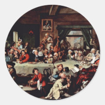 The Banquet" By Hogarth William (Best Quality) Round Stickers