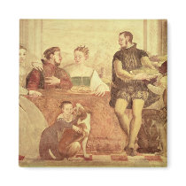The Banquet, detail of figures at table, 1570 Fridge Magnets