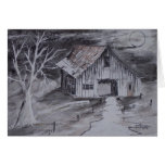 THE BARN folk art country painting drawing Greeting Cards