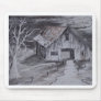 THE BARN folk art country painting drawing Mousepads