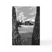 The Barn in Black & White Custom Greeting Cards