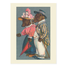 "The Bear Couple" Vintage Postcard