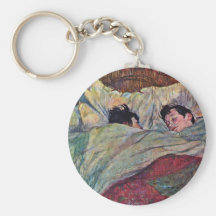 The Bed,  By Toulouse-Lautrec Henri Keychains