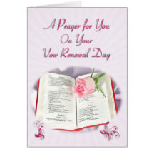 The Bible and rose prayer for vow renewal day Cards