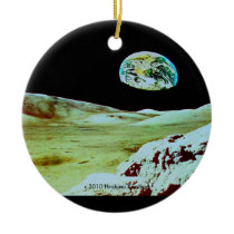 THE BIG BLUE MARBLE AND THE MOON 2 CHRISTMAS ORNAMENTS