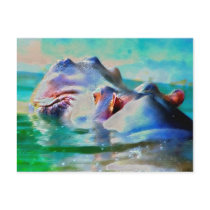 The blue Hippo Post Card