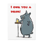 the boar has a beer at the bar - customisable postcards