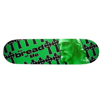 The Bread of Life Green with Jesus Custom Skate Board by JimCarracappa