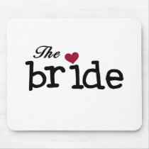 The Bride Black with Red Heart Mouse Mat