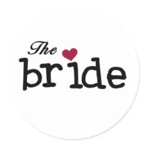 The Bride Black with Red Heart Round Sticker