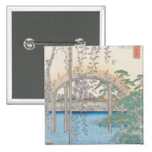 The Bridge with Wisteria or Kameido Tenjin Button
