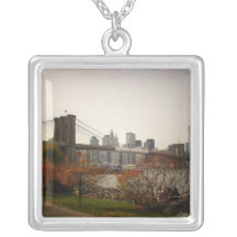 The Brooklyn Bridge and Autumn Trees, NYC Necklaces