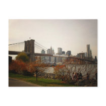 The Brooklyn Bridge and Autumn Trees, NYC Post Card