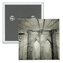 The Brooklyn Bridge in Black and White, NYC Pinback Buttons
