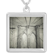 The Brooklyn Bridge in Black and White, NYC Pendant