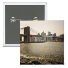 The Brooklyn Bridge, View from Brooklyn Pinback Buttons