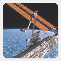 The Canadarm2 and solar array panel wings Square Stickers