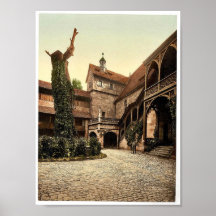 The Castle court, Nuremberg, Bavaria, Germany rare Print