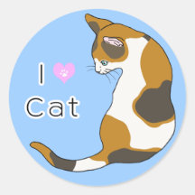 The cat which turns around　(tortoise-shell cat) round sticker