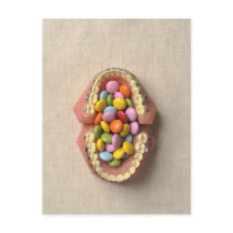 The chocolate served in the dental model postcards