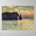 The Cliff, Etretat, Sunset by Claude Monet posters