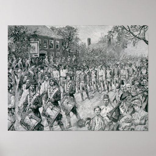 The Continental Army Marching Down the Old Poster