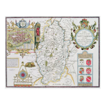 The Countie of Nottingham, engraved by Jodocus Postcards