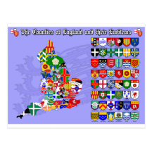 The Counties of England, their flags & emblems Postcards