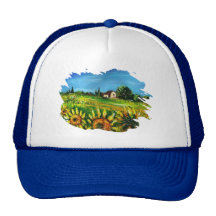 THE COUNTRYSIDE AND SUNFLOWERS IN TUSCANY MESH HATS