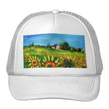 THE COUNTRYSIDE AND SUNFLOWERS IN TUSCANY HAT