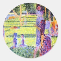 The Couple by Georges Seurat, Vintage Pointillism Round Sticker
