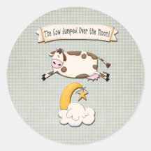 The Cow Jumped Over the Moon Round Sticker