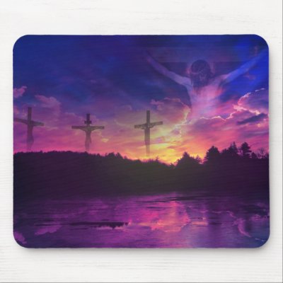 The Crucifixion of Jesus Christ on the Cross Mouse Mats by KahunaLuna