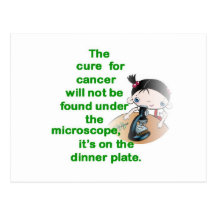 THE CURE FOR CANCER WON'T BE FOUND UNDE THE MICRO POSTCARD