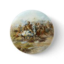 The Custer Fight by Charles Marion Russell Button
