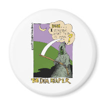 The Dim Reaper Funny Halloween Cartoon Gifts & Tee Fridge Magnets