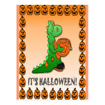 The dinosaur and the pumpkin postcard