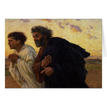 The Disciples Peter and John Running Greeting Card