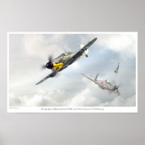 The dog fight of Bf 109G  and  P-51D プリント