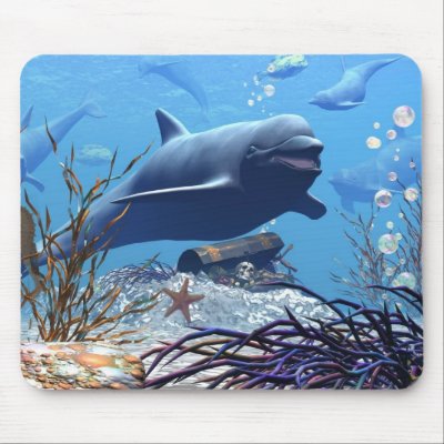 The Dolphins and The Treasure Chest Mousepad by DragonCat