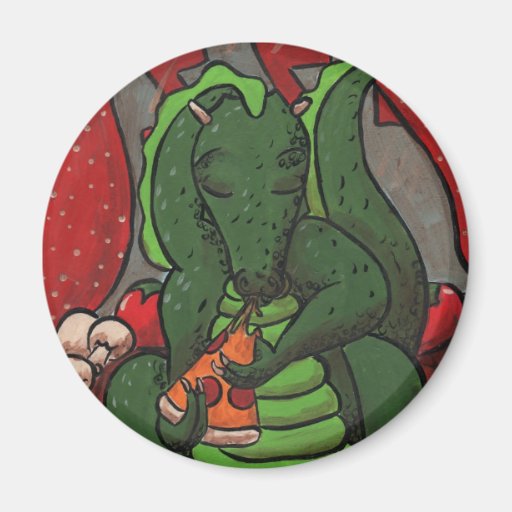 The Dragon and The Pizza Fridge Magnets