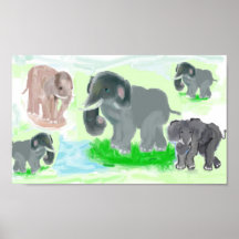 The Elephant Herd Print