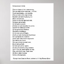 The Entrepreneur's Credo Poster
