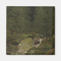 The Evergreens by the Waterfall Fridge Magnet