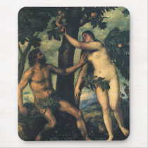The Fall of Man; Adam and Eve by Titian Mouse Pad