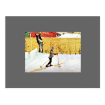 The Falun Yard - little boy on skis Postcard