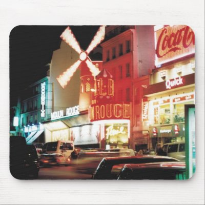 The Famous "Red Mill".  Paris, France Mouse Pads by SuperMoms